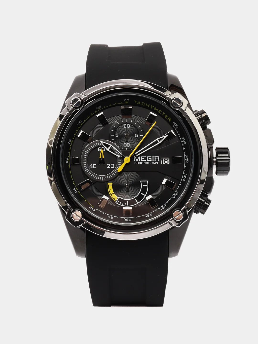 Черный наручные часы Megir MN2086G, с хронографом, мужские, в подарочной упаковке