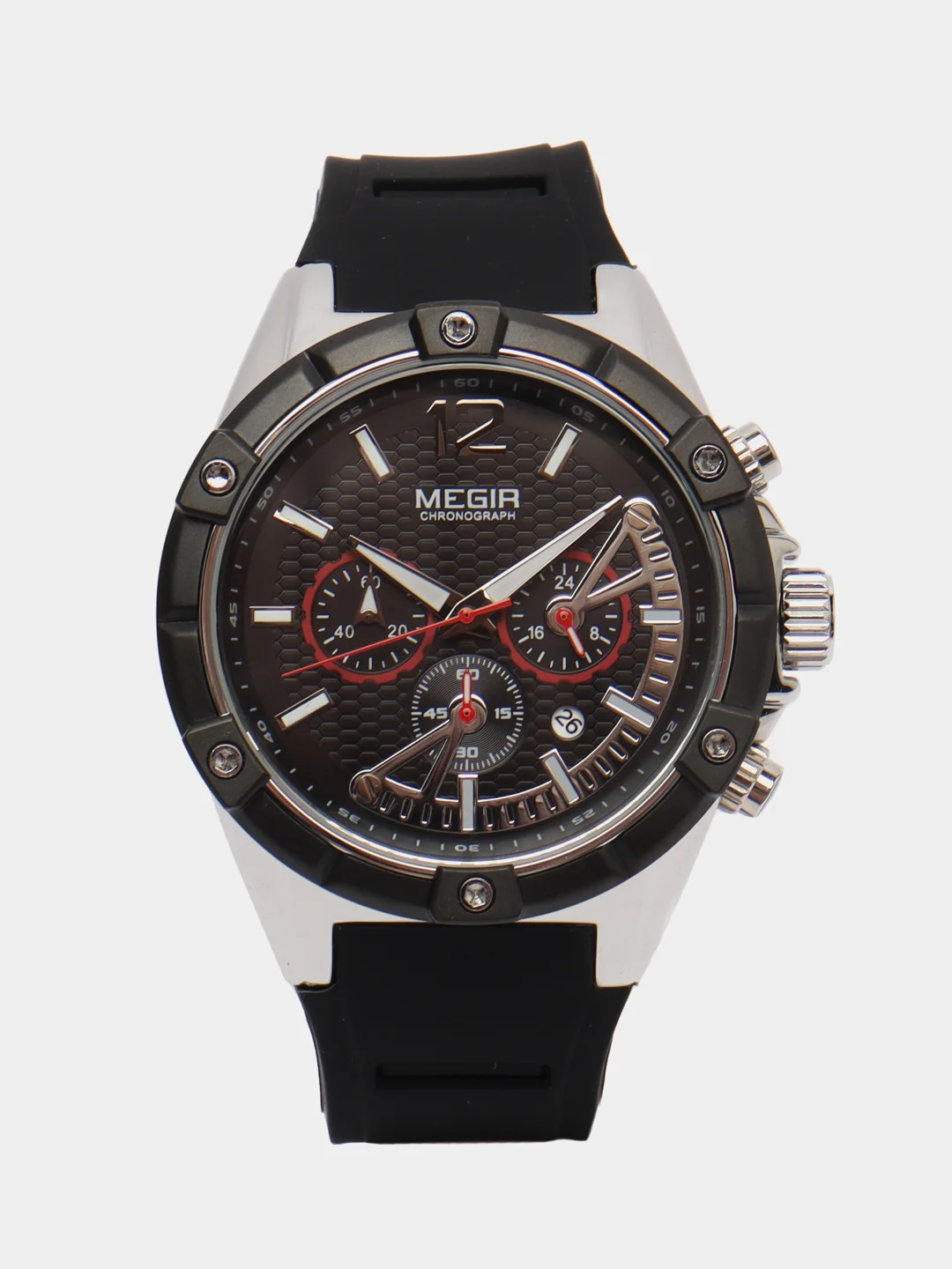 Серебряный мужские наручные часы Megir MN2083G с хронографом, в подарочной упаковке