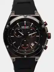 Черный мужские наручные часы Megir MN2073G, c хронографом, в подарочной упаковке