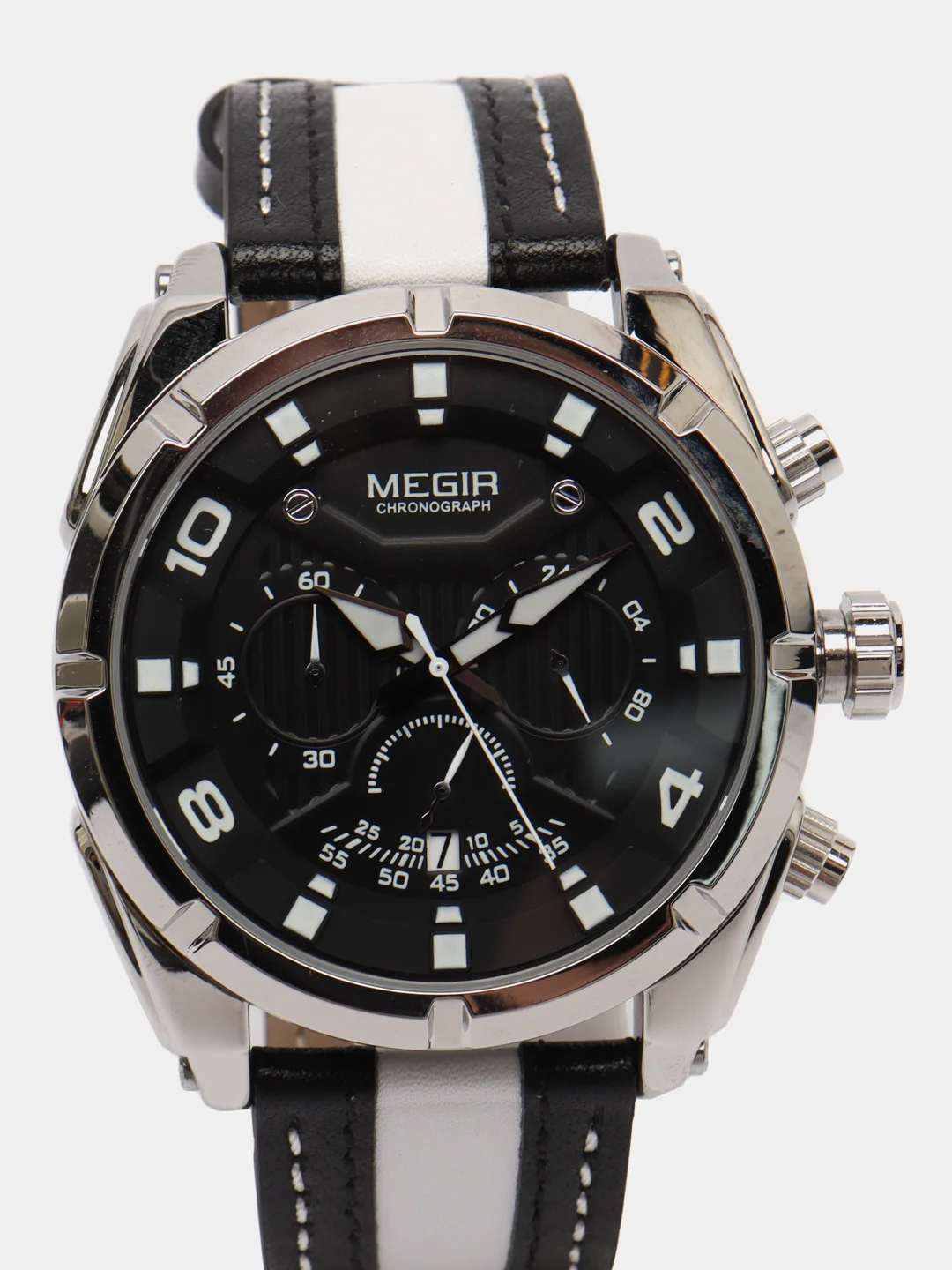 Белый мужские наручные часы Megir ML2076G, с хронографом, в подарочной упаковке