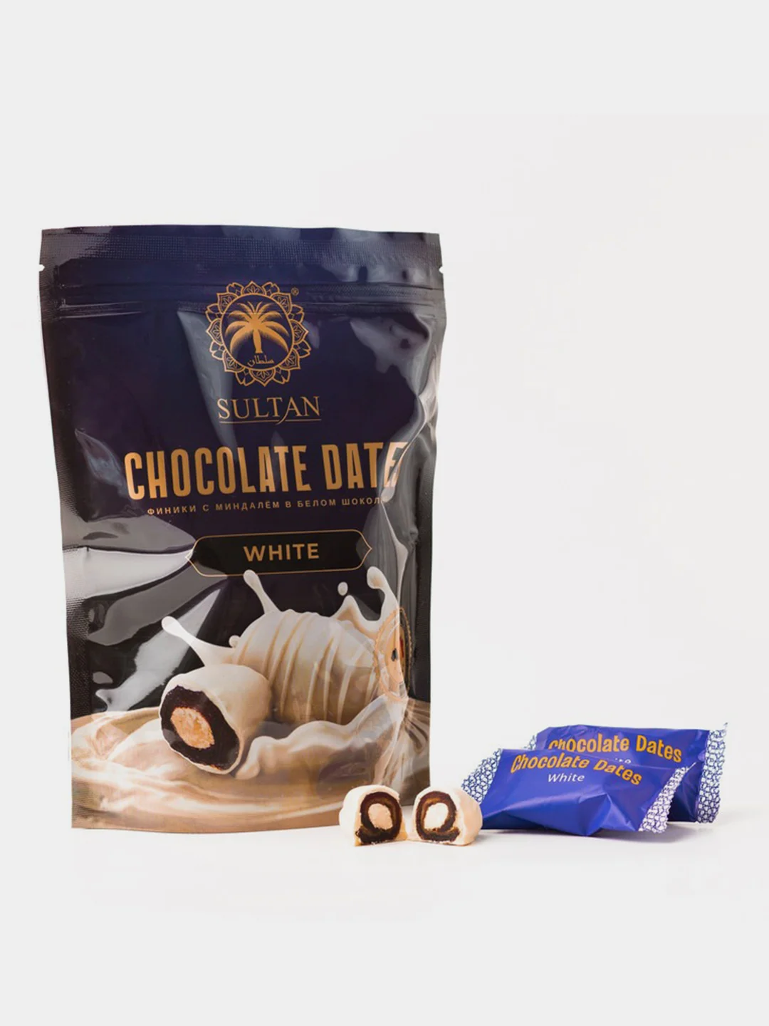 Конфеты финики с миндалем в шоколаде Chocolate Dates WHITE, 250гр