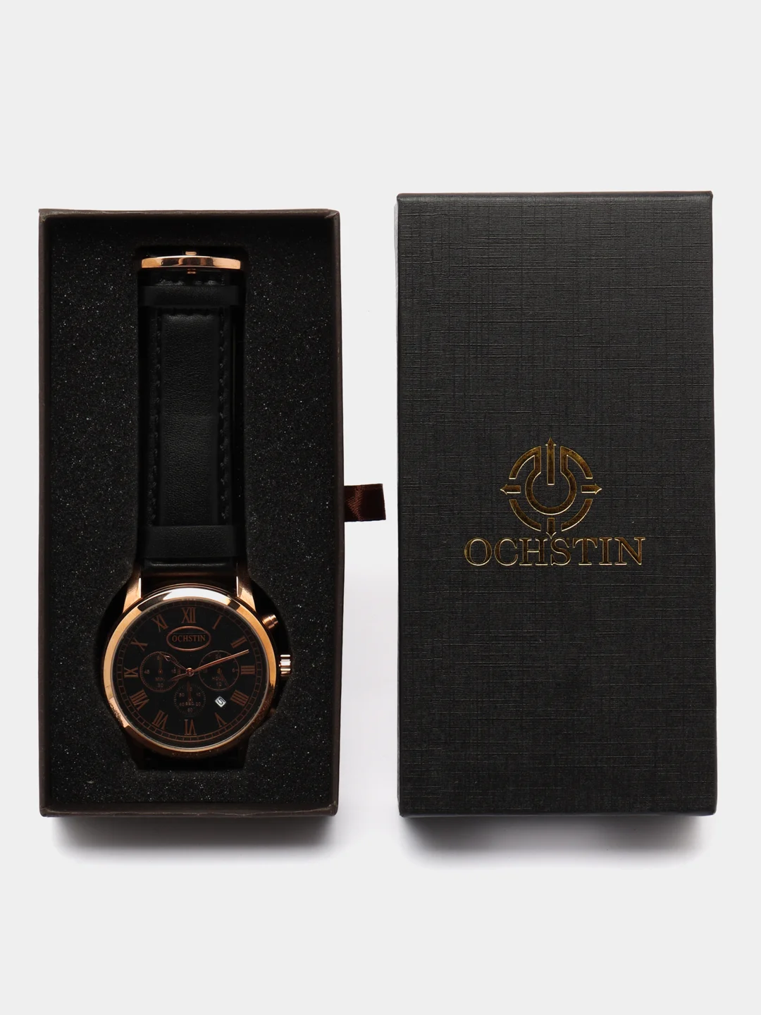 Черный мужские наручные часы Ochstin 6067B с хронографом в подарочной упаковке