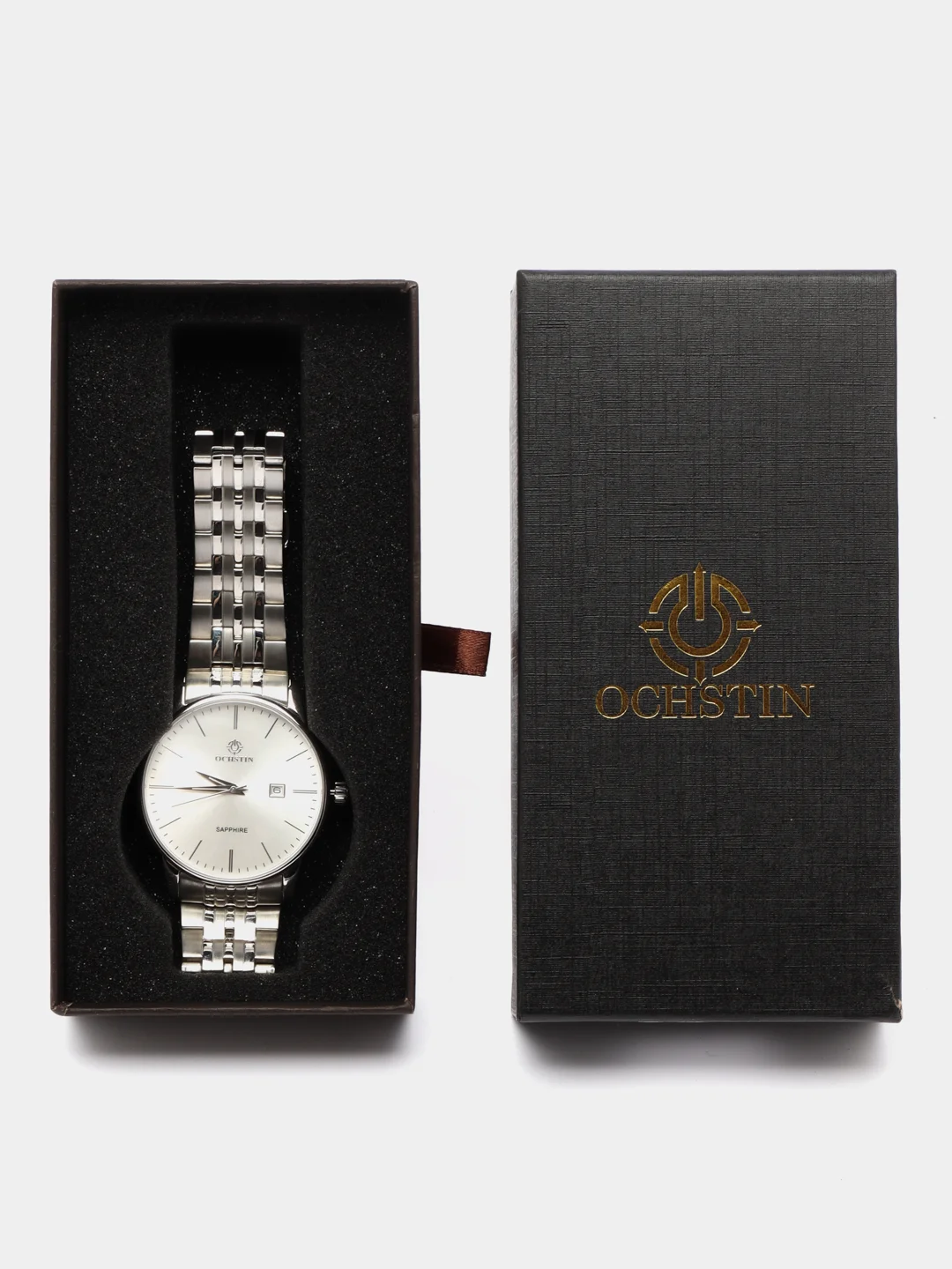 Серый металлик мужские наручные часы Ochstin 6015BG в подарочной упаковке