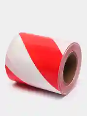 Лента сигнальная,  150мм*100 м,90mic, красный,белый, INTP10-150-100