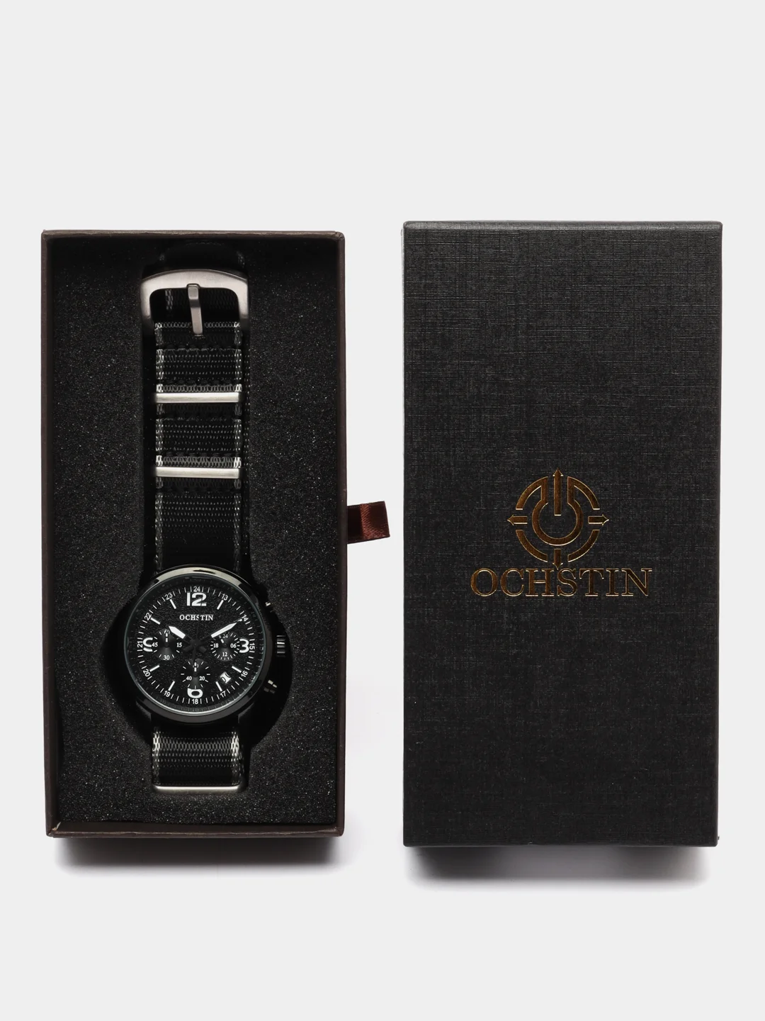 Серебряный мужские наручные часы Ochstin 7047C с хронографом в подарочной упаковке