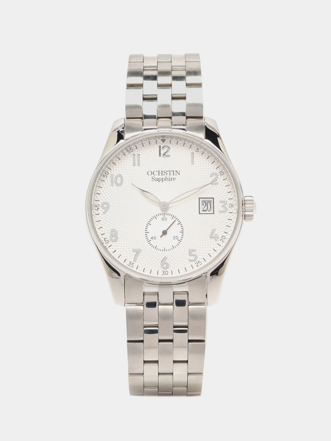 Серебряный мужские наручные часы Ochstin 6005C с металлическим браслетом и календарём