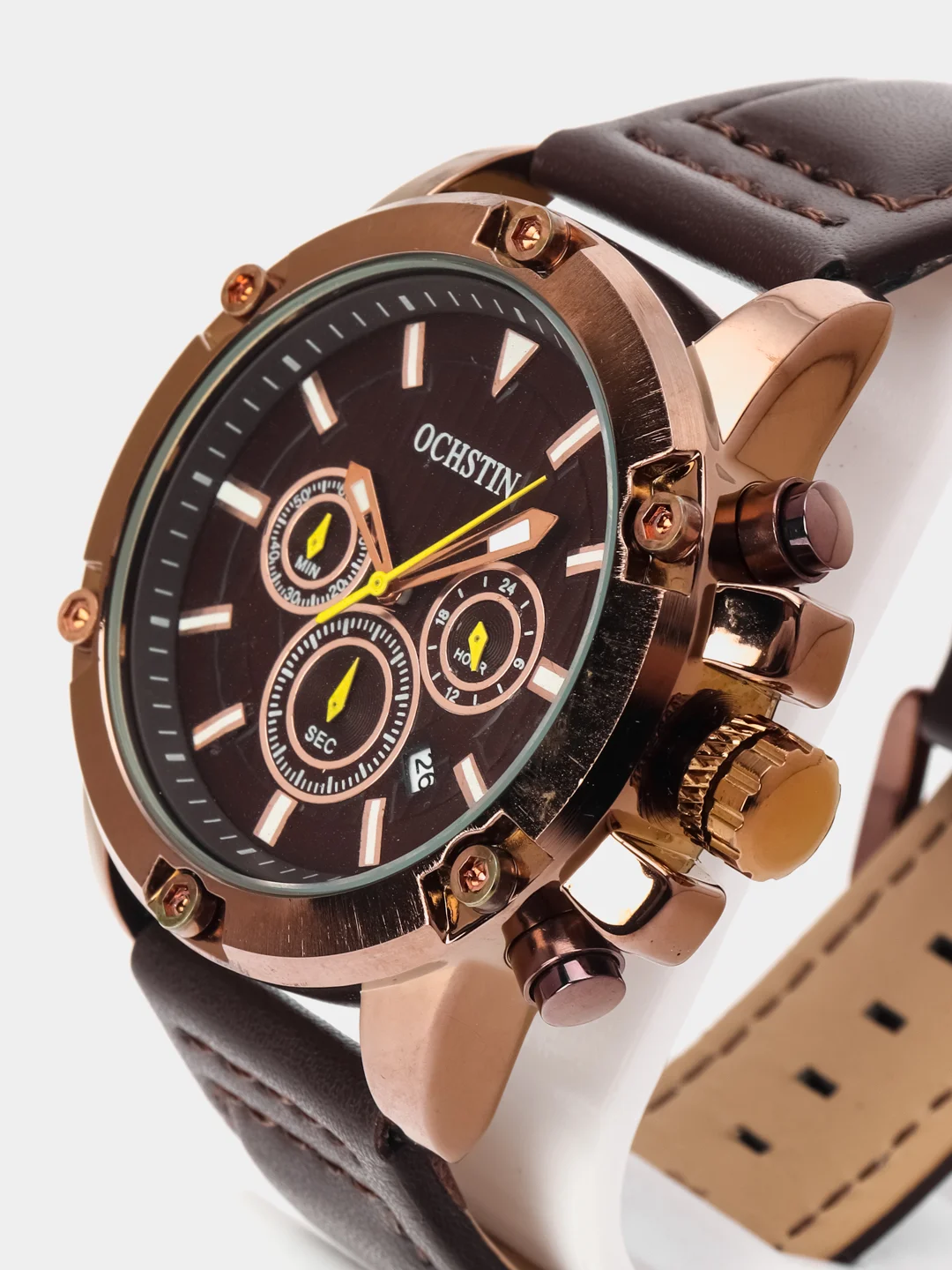 Коричневый мужские наручные часы Ochstin 6075A с хронографом в подарочной упаковке