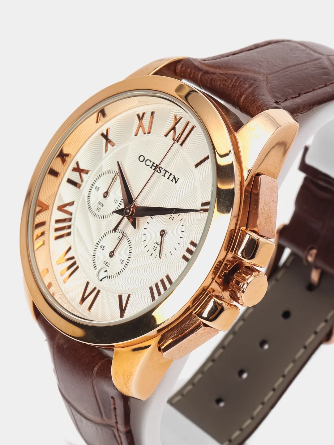 Коричневый мужские наручные часы Ochstin 6059B с хронографом в подарочной упаковке