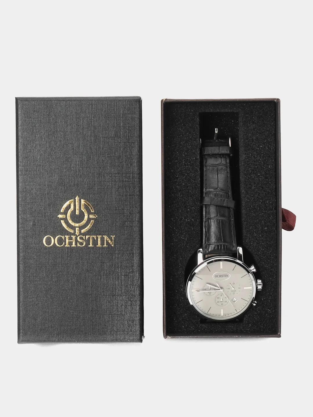 Серый мужские наручные часы Ochstin 6066A с хронографом в подарочной упаковке