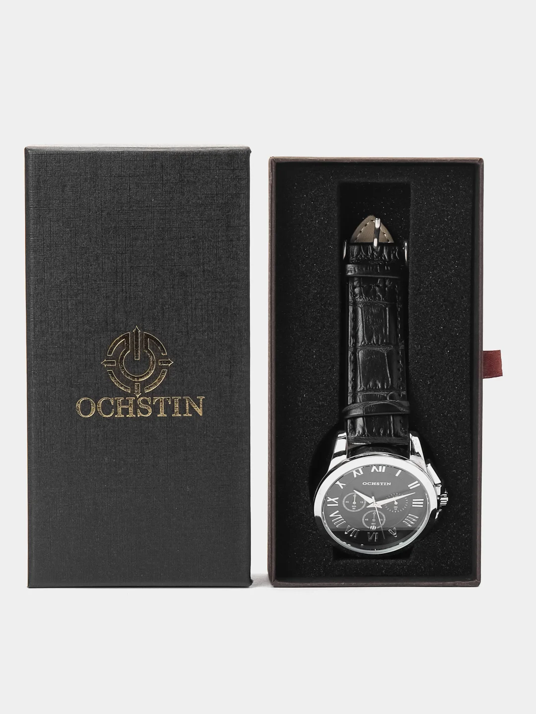 Серебряный мужские наручные часы Ochstin 6059B с хронографом в подарочной упаковке
