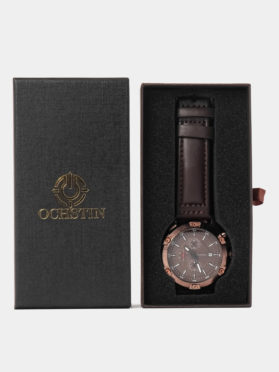 Карамельный мужские наручные часы Ochstin 6075B с хронографом в подарочной упаковке