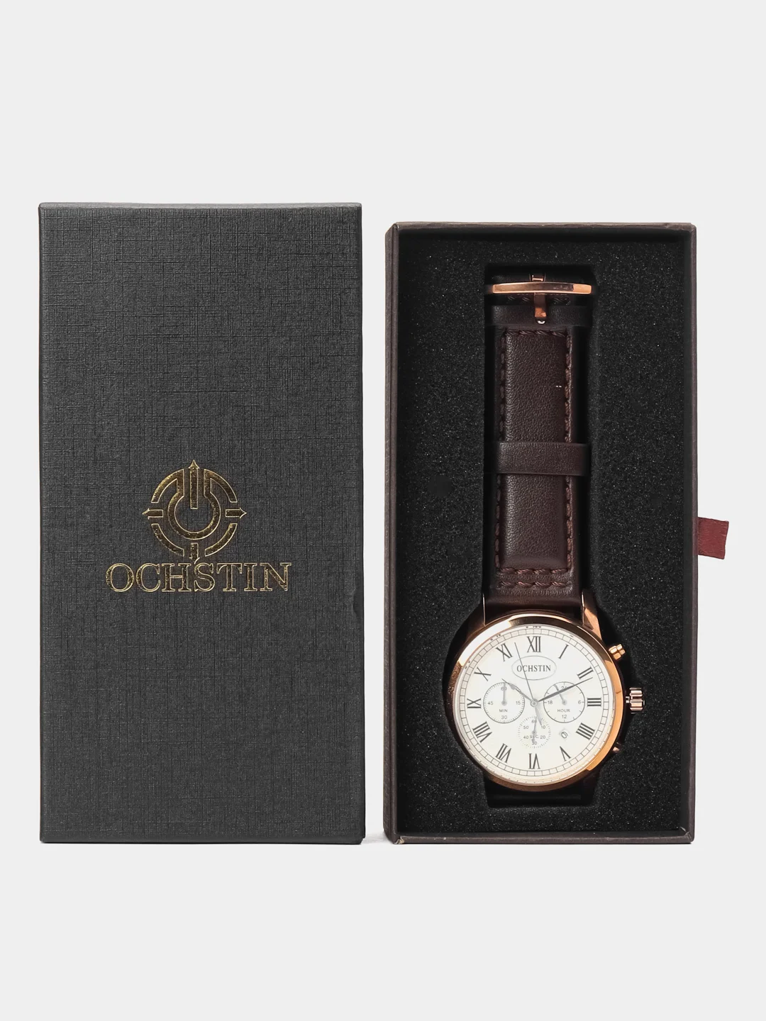 Коричневый мужские наручные часы Ochstin 6067B с хронографом в подарочной упаковке