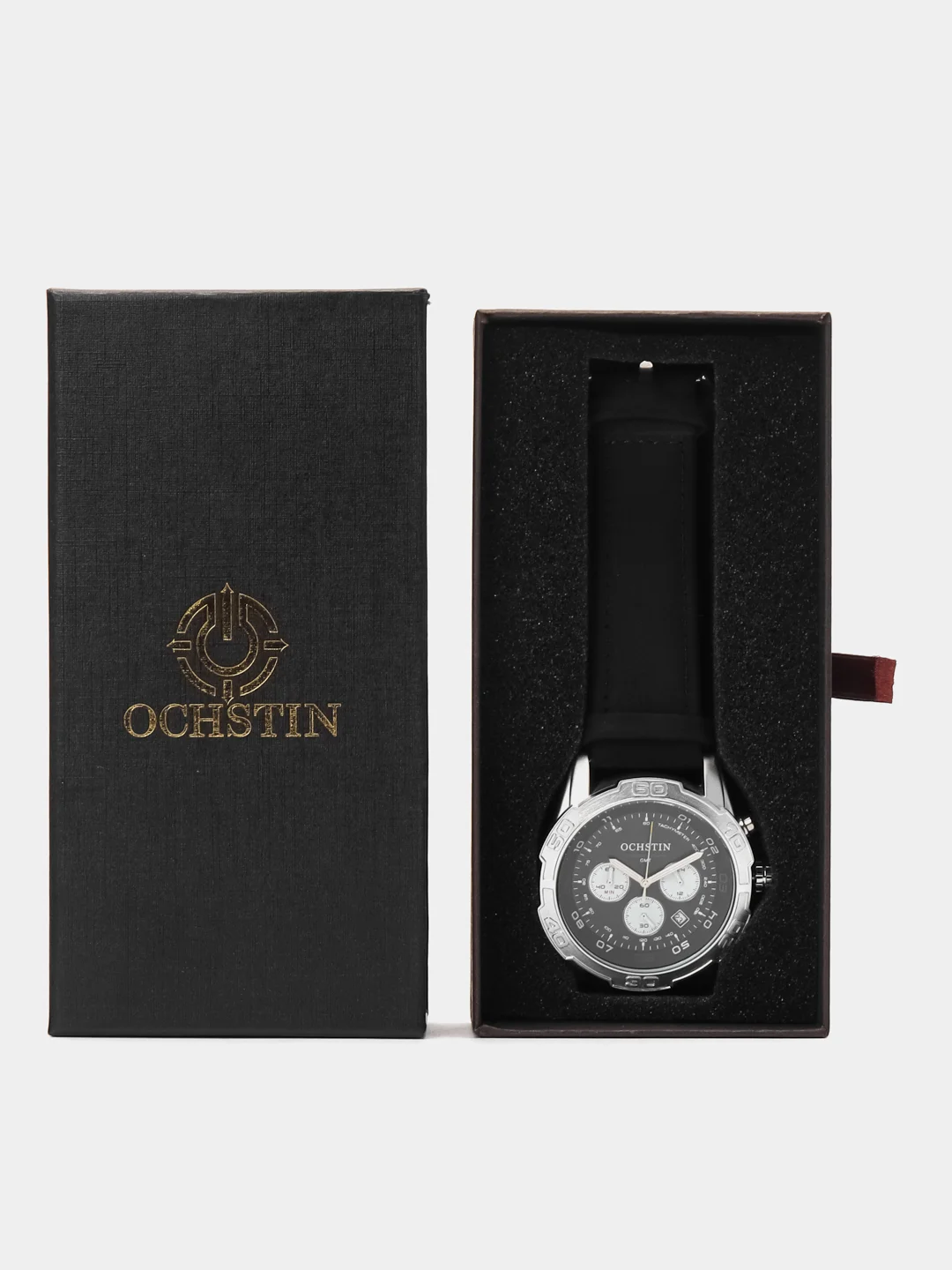 Черный мужские наручные часы Ochstin 6116A с хронографом в подарочной упаковке