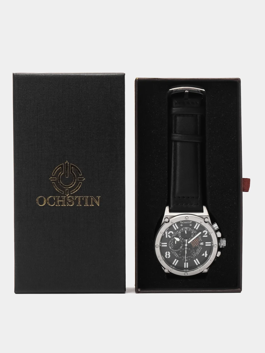 Черный мужские наручные часы Ochstin 6122A с хронографом в подарочной упаковке
