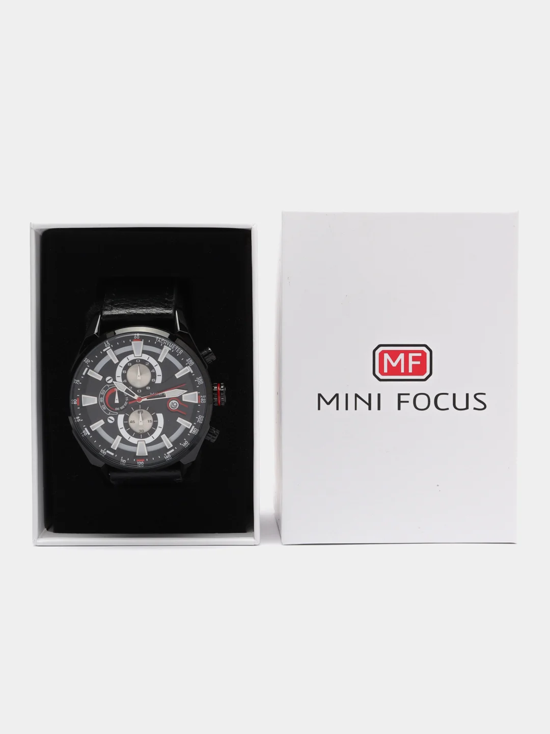 Черный мужские наручные часы Mini Focus MF0202G с хронографом, в подарочной упаковке