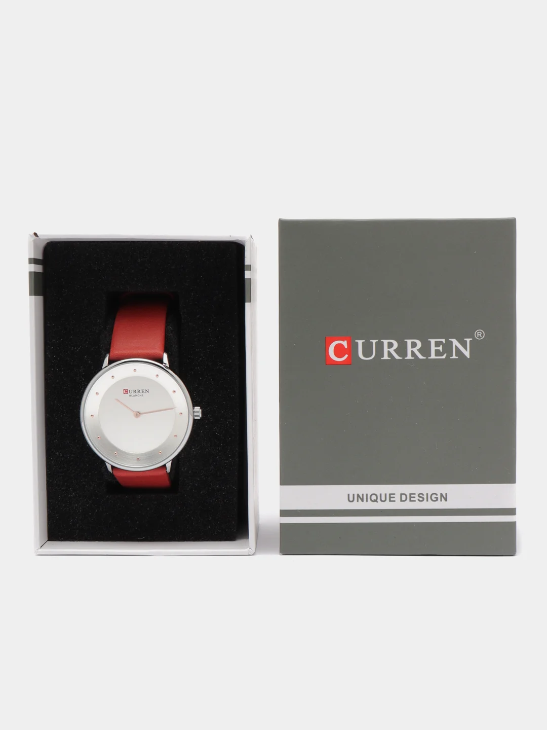 Кораллово-розовый женские наручные часы Curren 9033 в подарочной упаковке