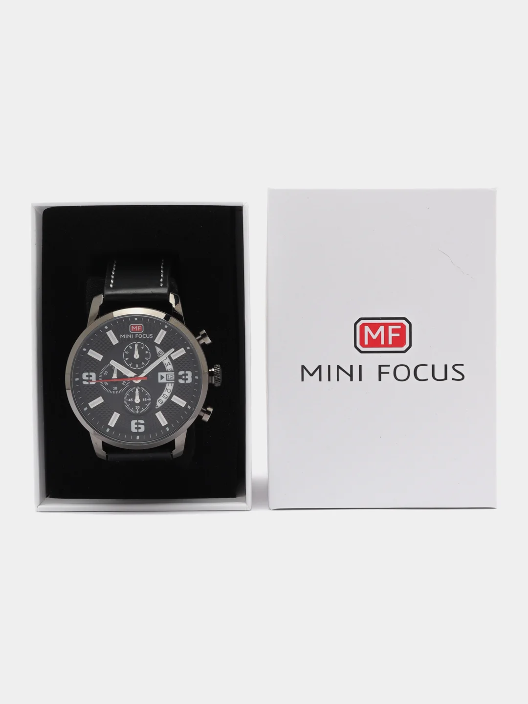 Черный мужские наручные часы Mini Focus MF0025G с хронографом, в подарочной упаковке