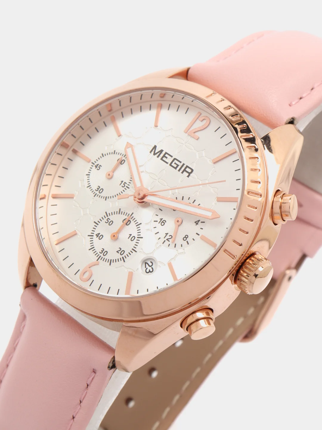 Розовый женские наручные часы Megir ML2115LR, с хронографом, в подарочной упаковке