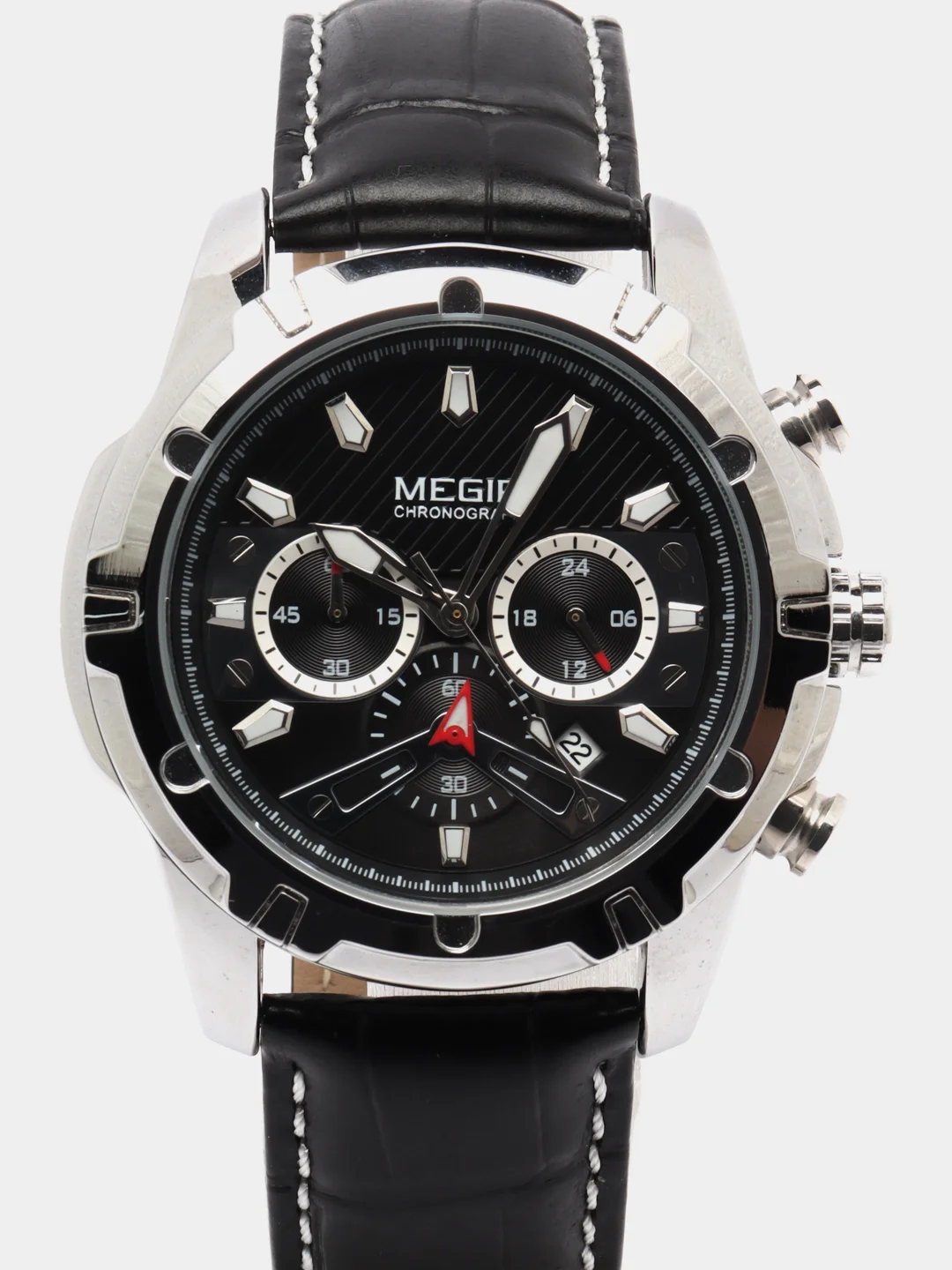 Серебряный мужские наручные часы Megir ML2102G с хронографом, в подарочной упаковке