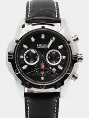Серебряный мужские наручные часы Megir ML2102G с хронографом, в подарочной упаковке