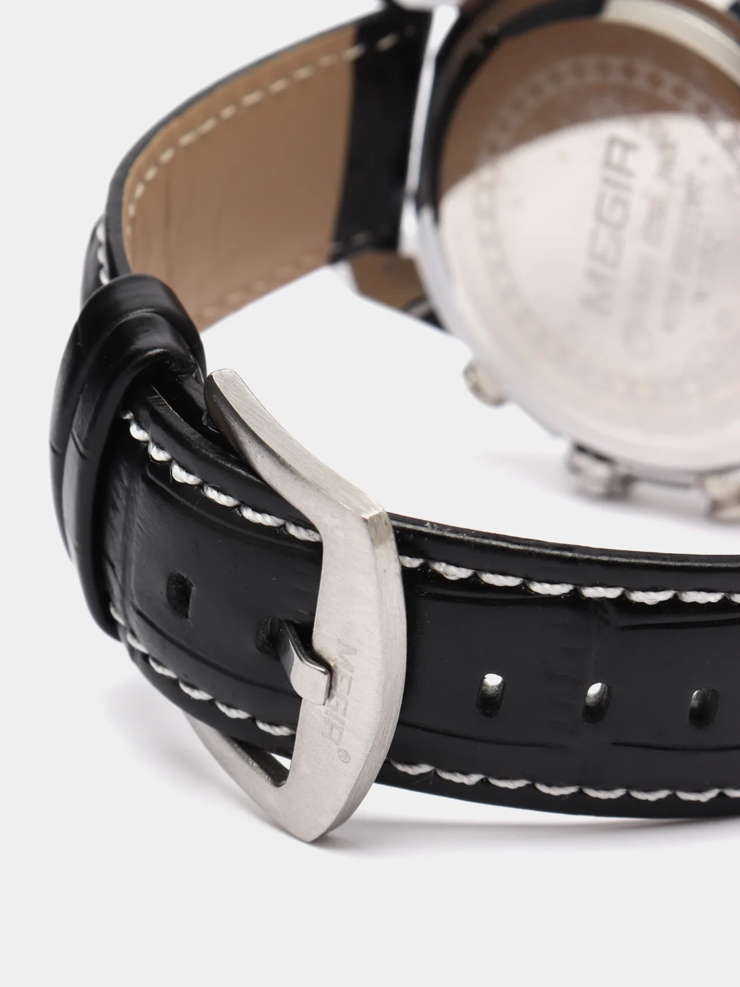 Серебряный мужские наручные часы Megir ML2102G с хронографом, в подарочной упаковке
