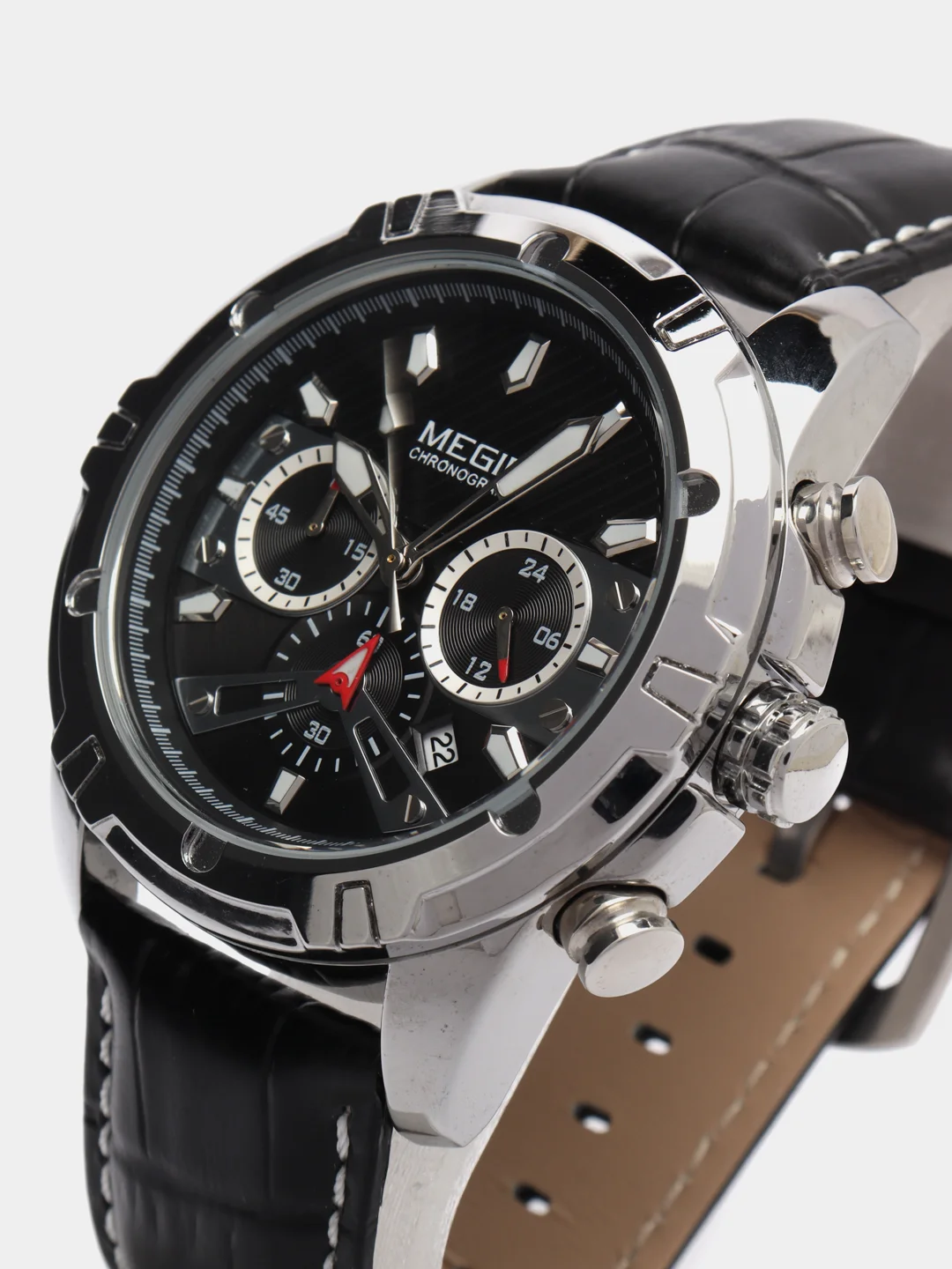 Серебряный мужские наручные часы Megir ML2102G с хронографом, в подарочной упаковке