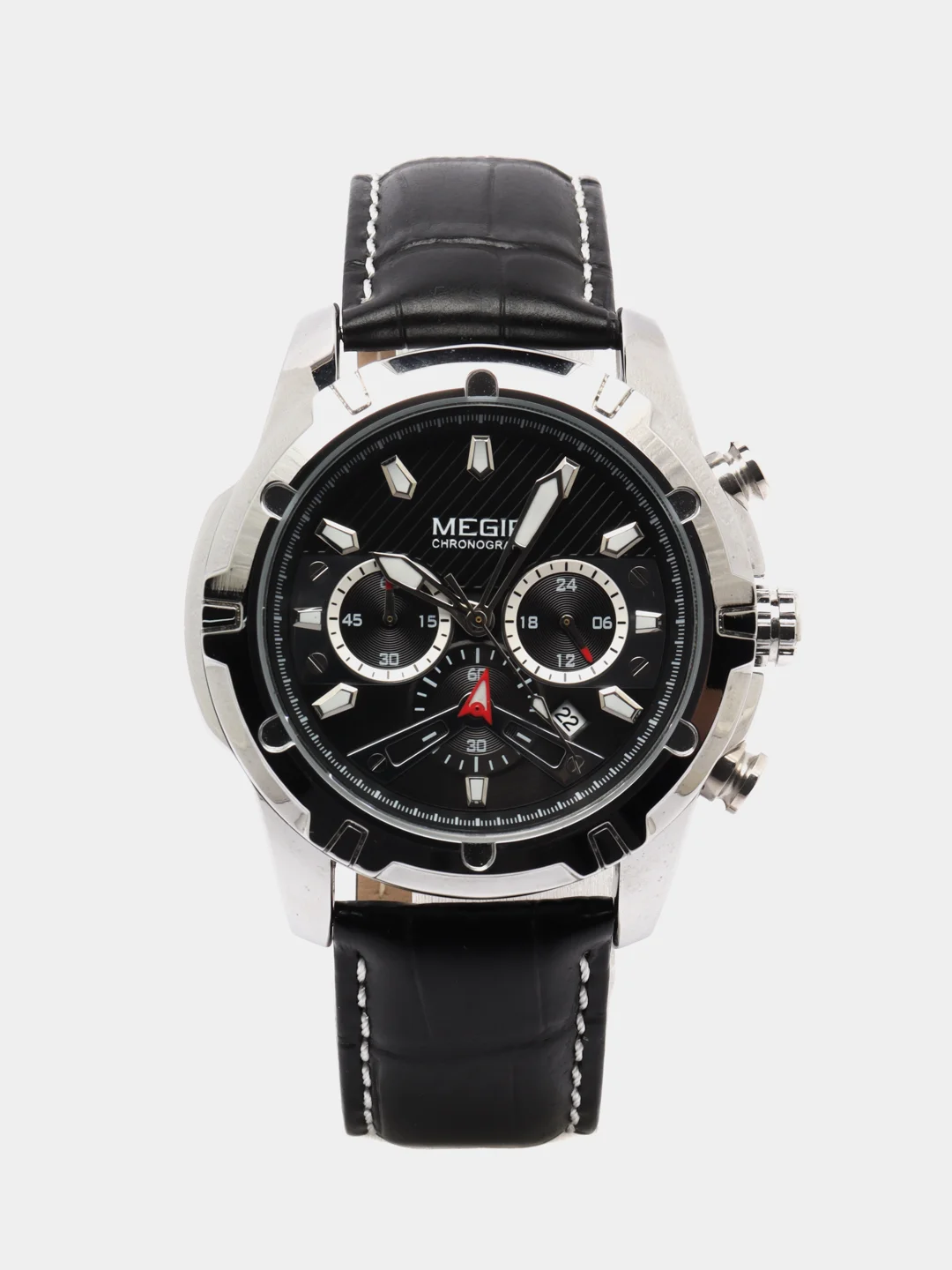 Серебряный мужские наручные часы Megir ML2102G с хронографом, в подарочной упаковке