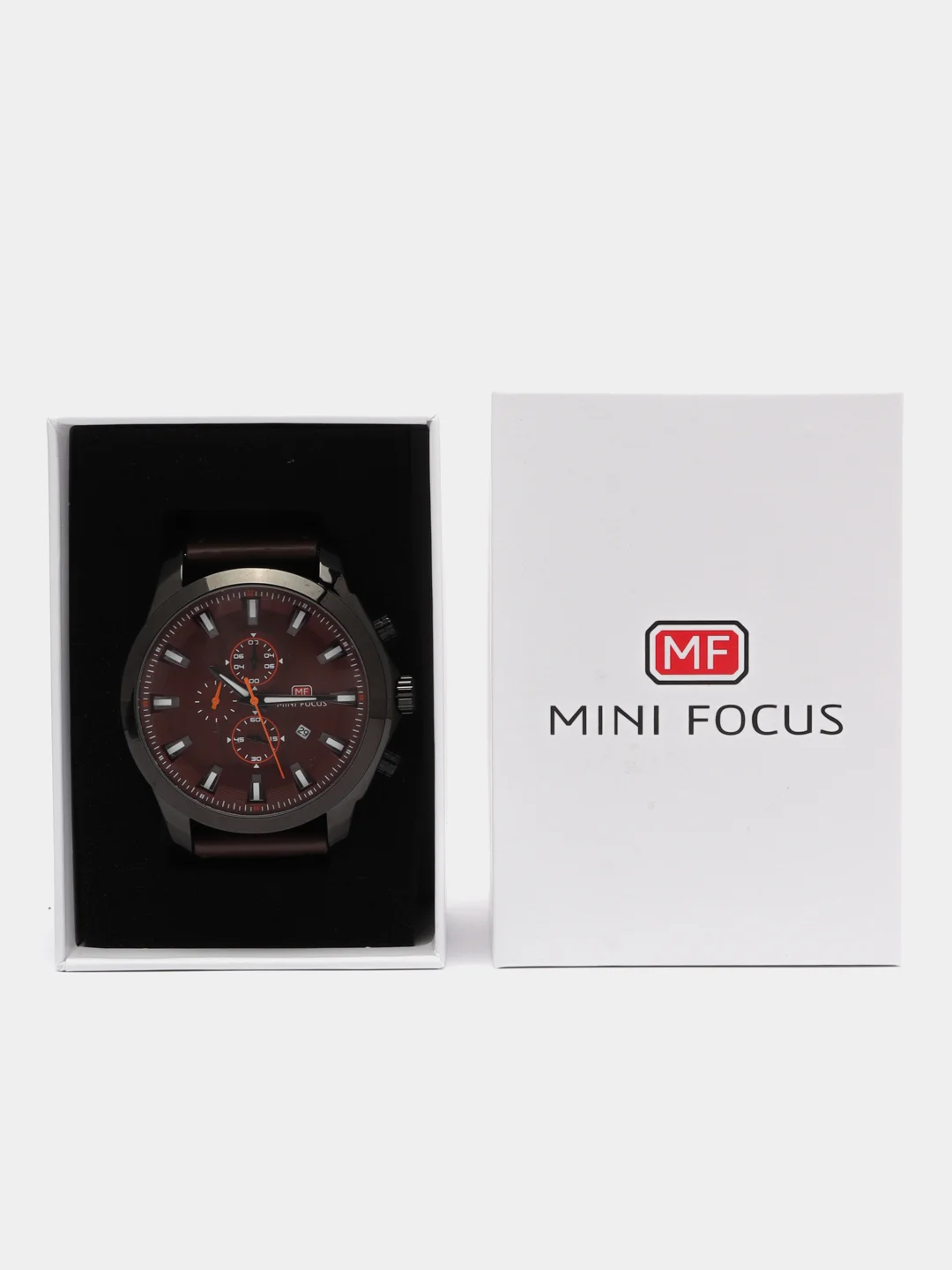 Серебряный мужские наручные часы Mini Focus MF0082G с хронографом, в подарочной упаковке