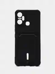 Черный чехол для Infinix Smart 6 Plus / Инфиникс Смарт 6 Плюс, силиконовый, с карманом для карты