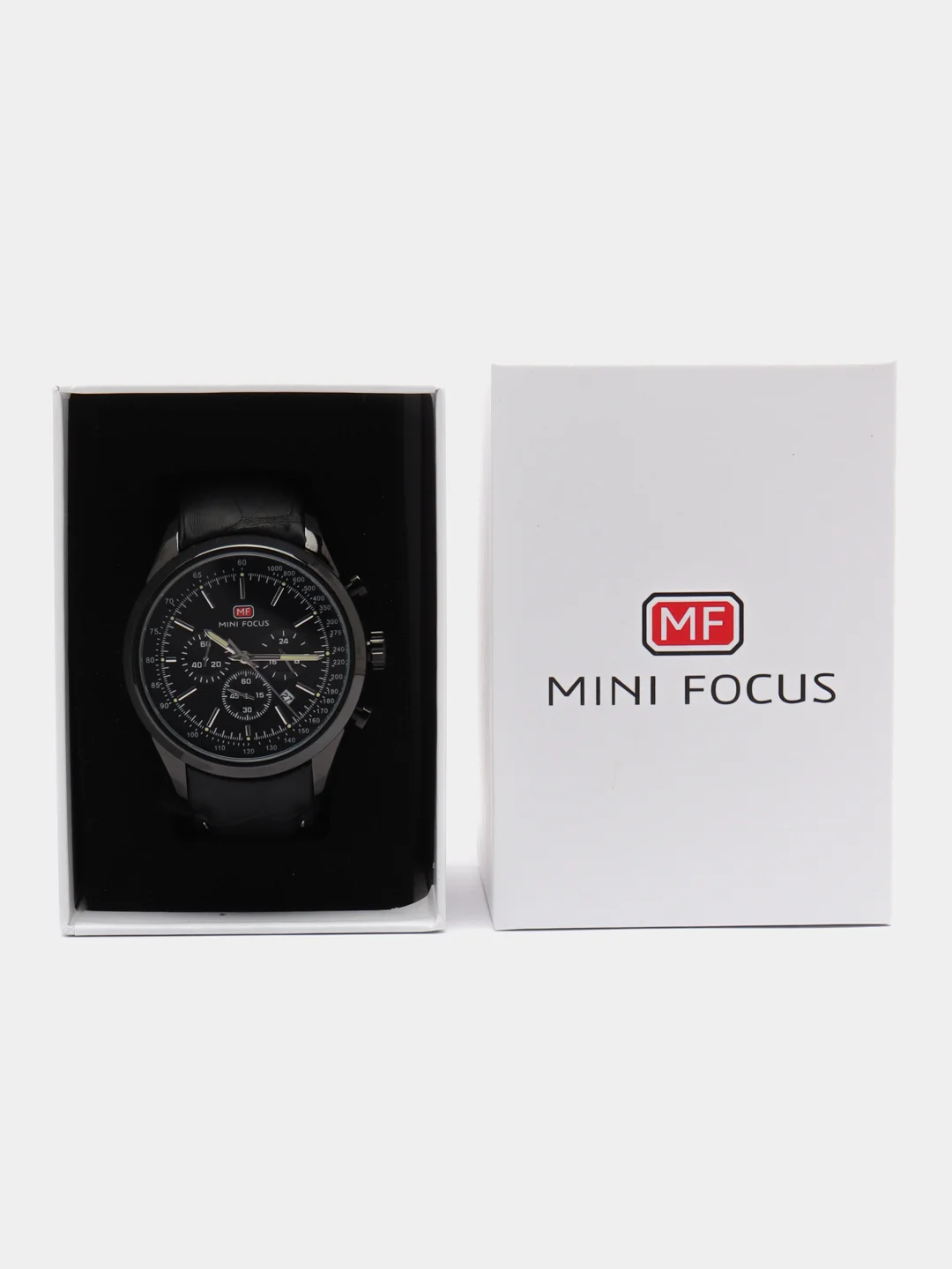 Черный мужские наручные часы Mini Focus MF0116G, с хронографом, в подарочной упаковке