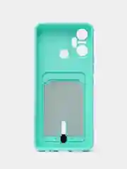 Бирюзовый чехол для Infinix Smart 6 Plus / Инфиникс Смарт 6 Плюс, силиконовый, с карманом для карты