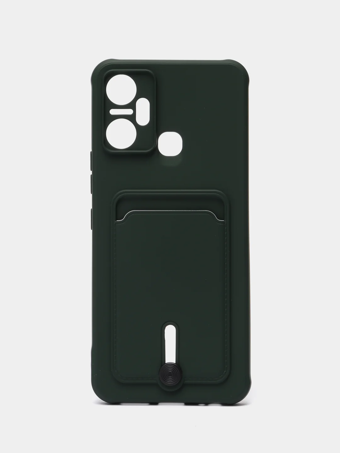 Тёмно-зелёный чехол для Infinix Smart 6 Plus / Инфиникс Смарт 6 Плюс, силиконовый, с карманом для карты