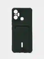 Тёмно-зелёный чехол для Infinix Smart 6 Plus / Инфиникс Смарт 6 Плюс, силиконовый, с карманом для карты