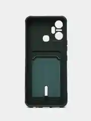 Тёмно-зелёный чехол для Infinix Smart 6 Plus / Инфиникс Смарт 6 Плюс, силиконовый, с карманом для карты