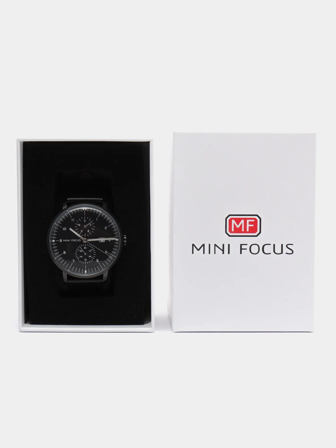 Черный мужские наручные часы Mini Focus MF0052G, с хронографом, в подарочной упаковке