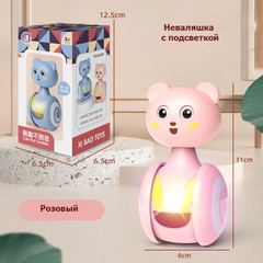 Неваляшка-погремушка "Мишка", с подсветкой, для детей/подарок на День рождение
