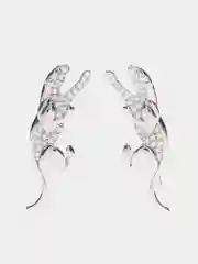 Белый серьги, серебро, женские, с камнями, каффы
