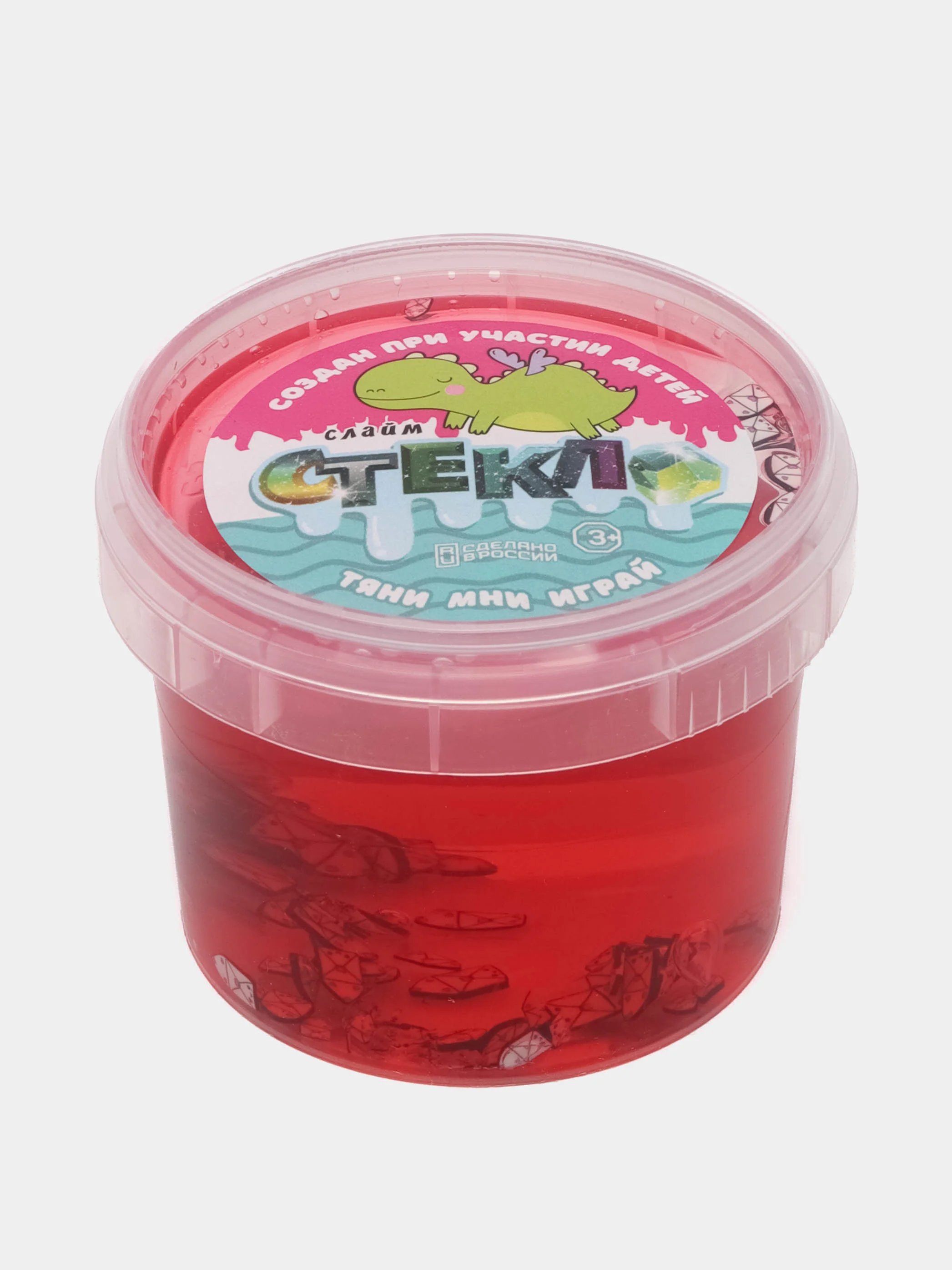 Красный слайм "Стекло", с декоративными наполнителями