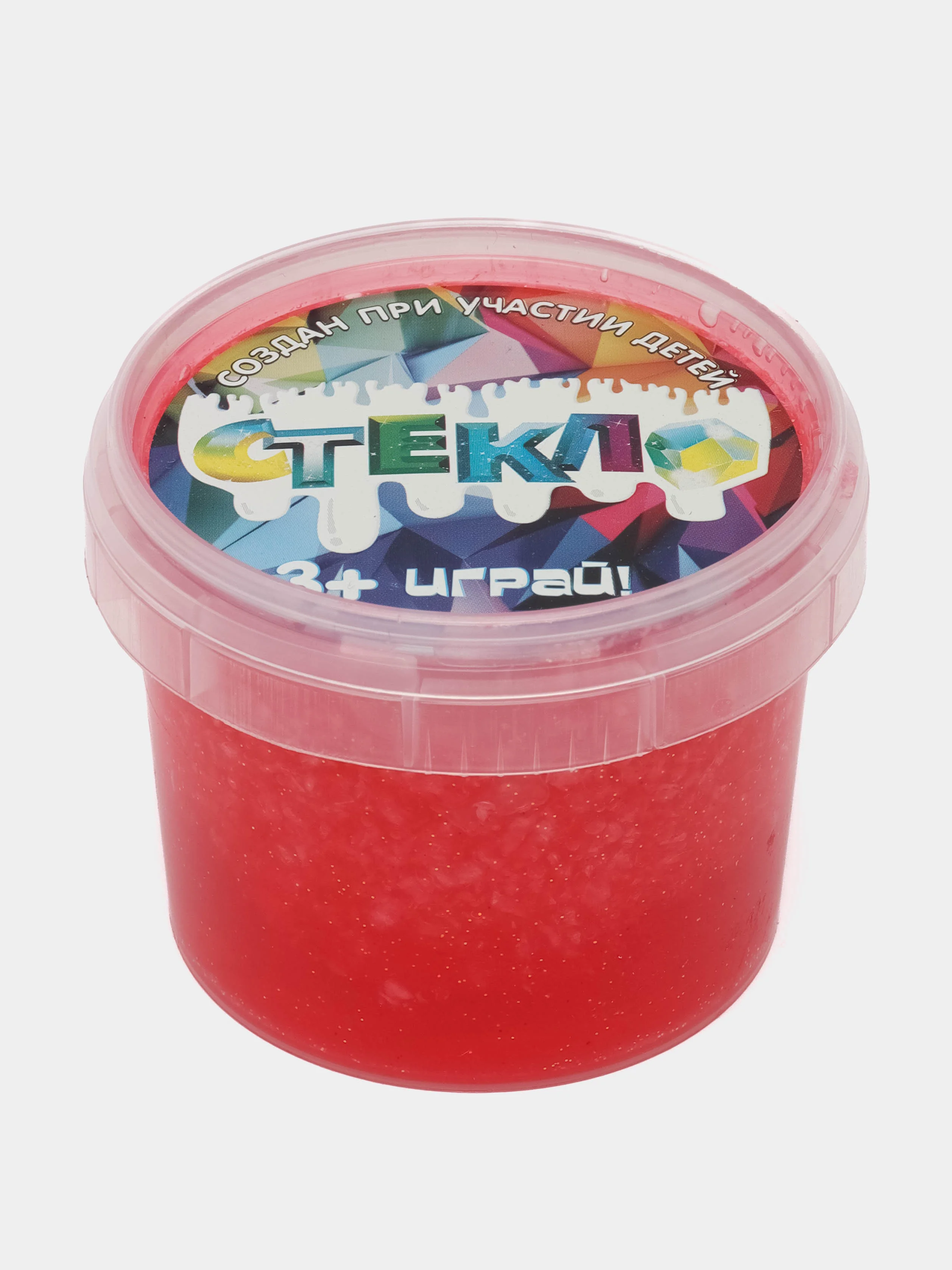Красный слайм "Стекло" FiZZ с блестками лизун