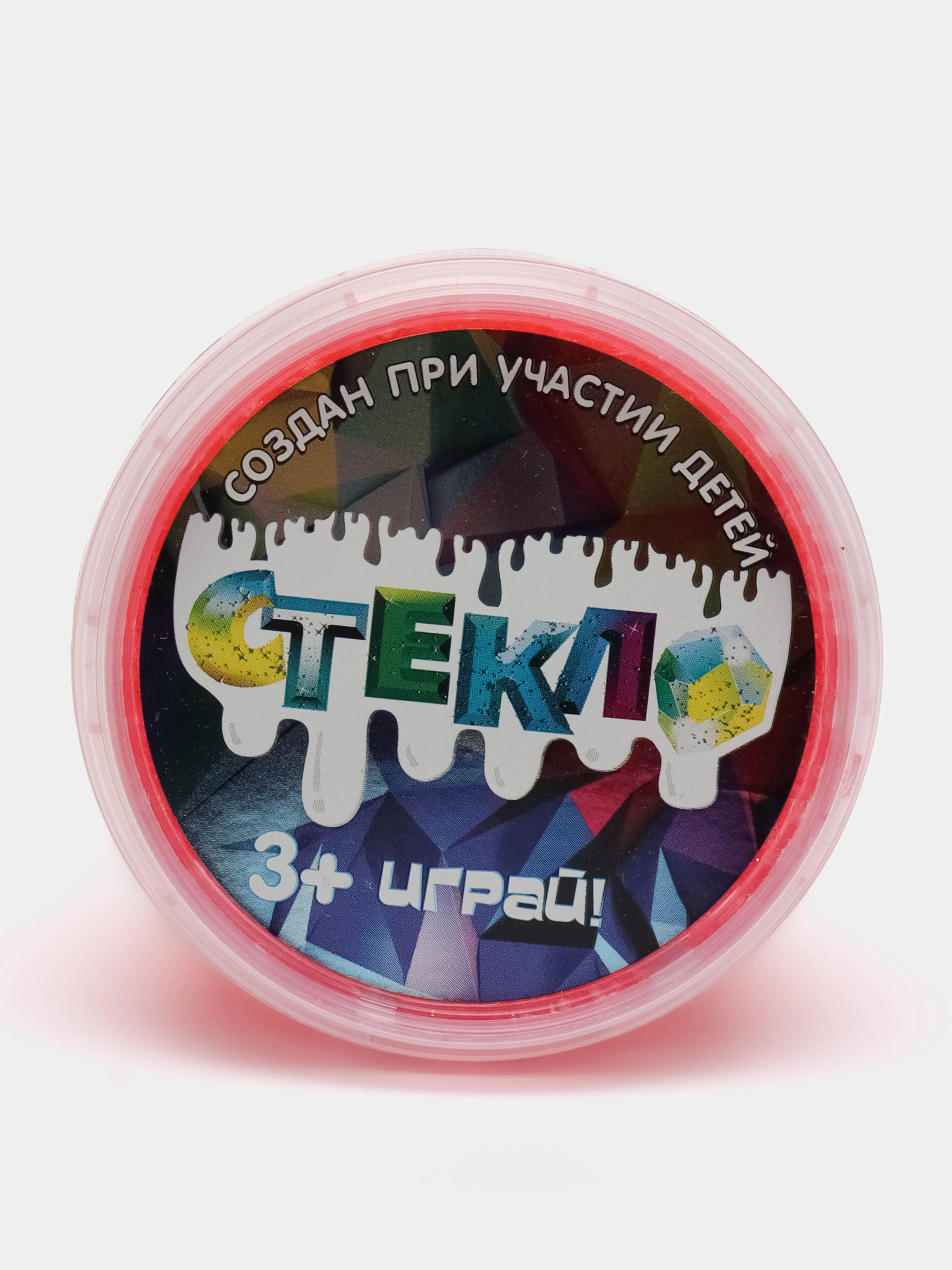 Красный слайм "Стекло" FiZZ с блестками лизун