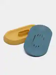 Синий меланж мыльница с открытым сливом, рифленая