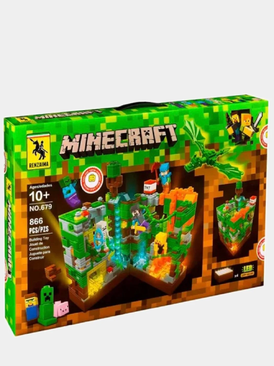 Конструктор 856-915 деталей с LED подсветкой, по мотивам игры Minecraft, для детей