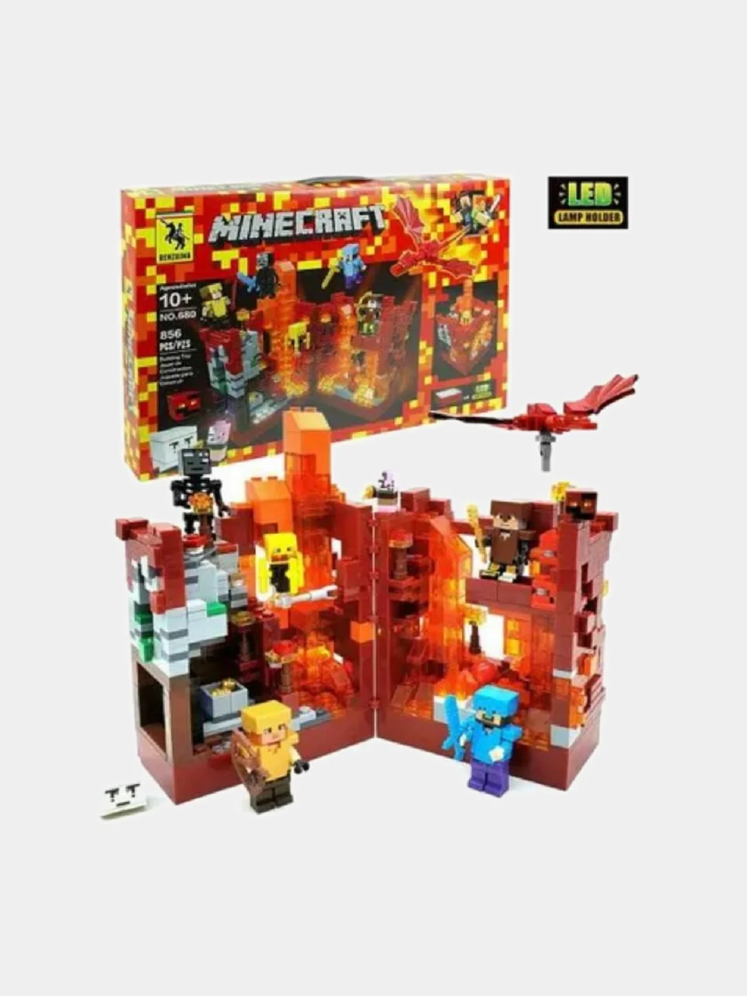 Конструктор 856-915 деталей с LED подсветкой, по мотивам игры Minecraft, для детей
