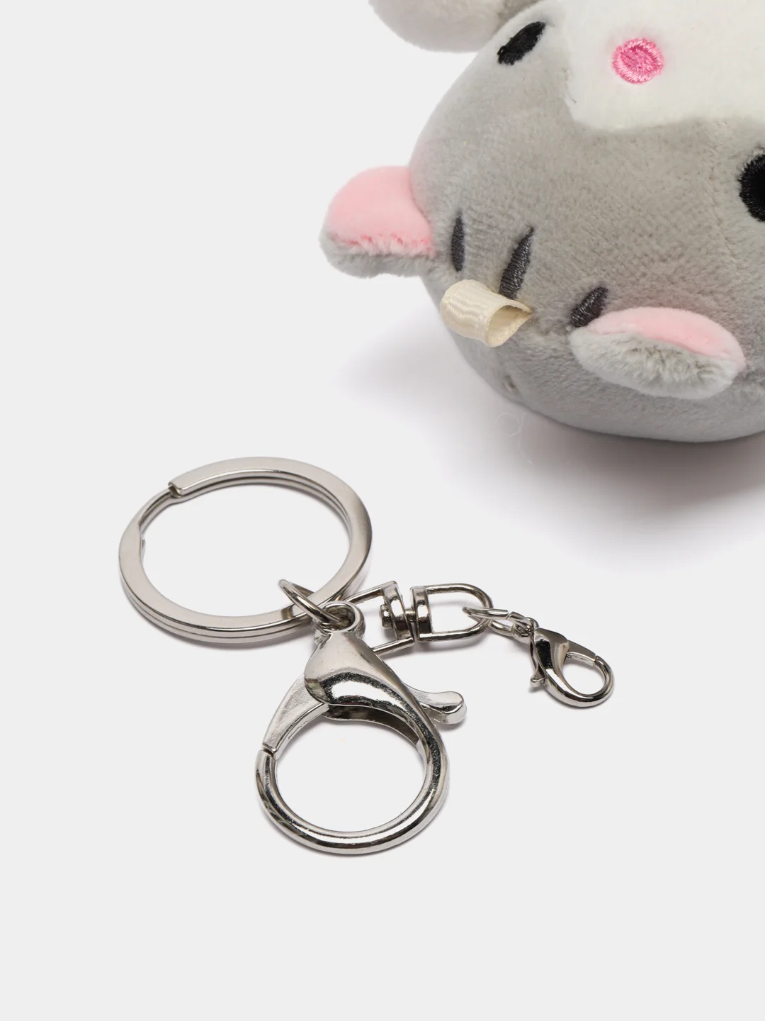 Серый мягкая игрушка брелок кот батон 15 см