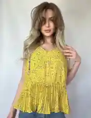 Желтый топ шифоновый с леопардовым принтом