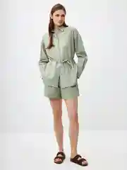 Оливковый шорты женские Sela короткие, из ткани на основе льна
