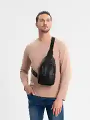 Черный сумка мужская через плечо кожаная