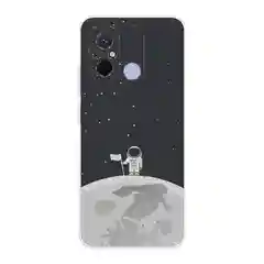 Серебряный силиконовый чехол на Xiaomi Redmi 12C/Poco C55 / Редми 12C/Поко C55 прозрачный, с рисунком