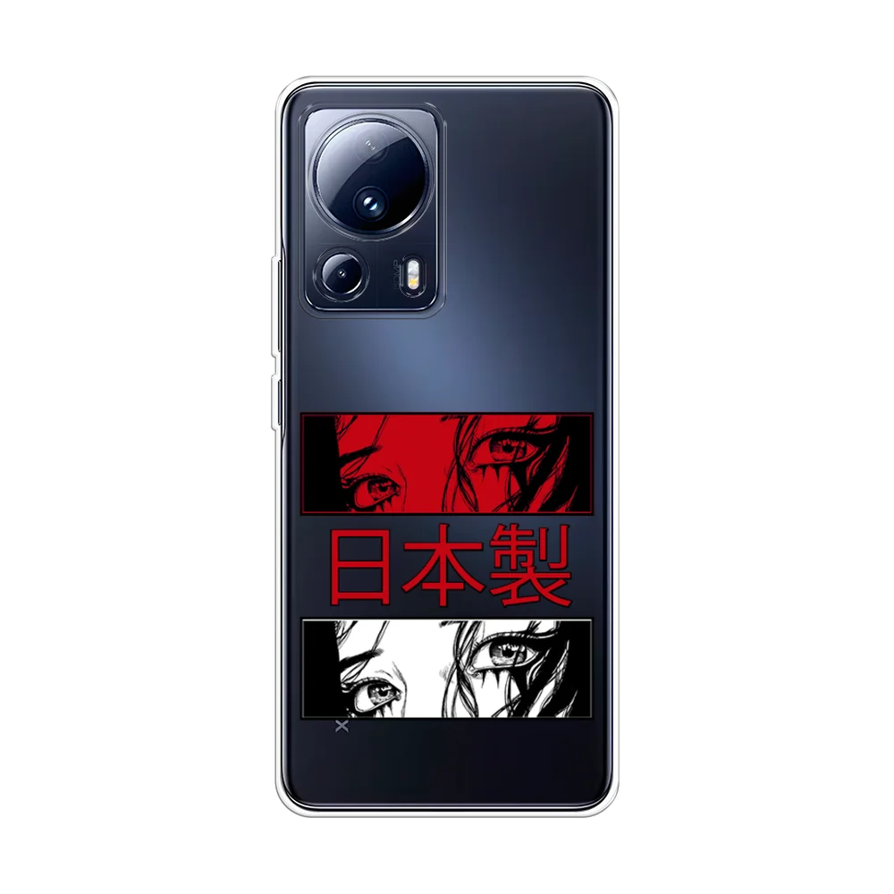 Алый силиконовый чехол на Xiaomi 13 Lite / Сяоми 13 Лайт прозрачный, с рисунком, защита камеры