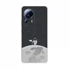 Серебряный силиконовый чехол на Xiaomi 13 Lite / Сяоми 13 Лайт прозрачный, с рисунком, защита камеры